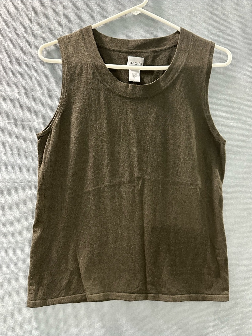 Chico's Dark Olive Brown Sleeveless Crewneck Tank